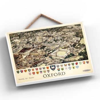 P0152 - Oxford Colleges From Above Affiche originale des chemins de fer nationaux sur une plaque Décor vintage 2