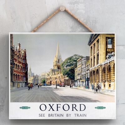 P0154 - Poster originale della National Railway di Oxford Street su una targa con decorazioni vintage