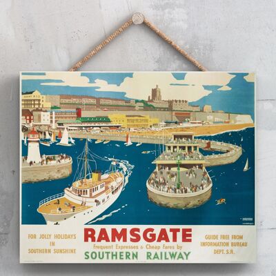 P0158 - Ramsgate Jolly Poster originale della ferrovia nazionale su una targa con decorazioni vintage