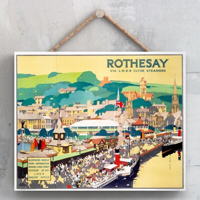 P0162 - Rothesay Steamers Póster original del ferrocarril nacional en una placa de decoración vintage