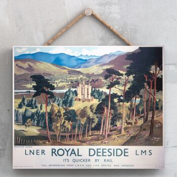 P0163 - Royal Deeside Braemar Castle Affiche originale des chemins de fer nationaux sur une plaque décor vintage 1
