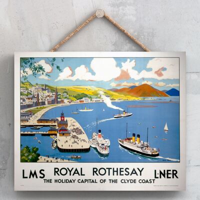 P0165 - Royal Rothesay Clyde Original National Railway Poster en una placa de decoración vintage