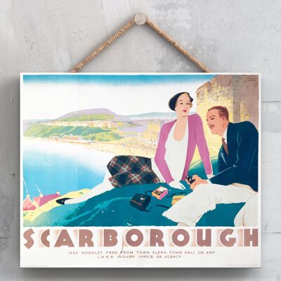 P0168 – Scarborough Original National Railway Poster auf einer Plakette im Vintage-Dekor