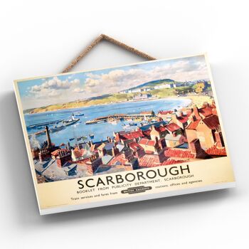 P0169 - Affiche originale du chemin de fer national de Scarborough sur une plaque décor vintage 2