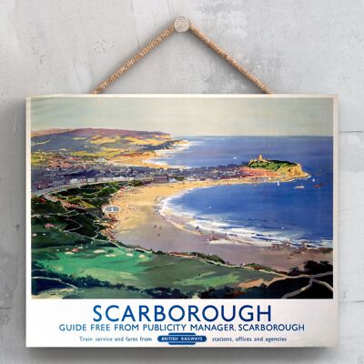 P0170 – Scarborough Original National Railway Poster auf einer Plakette im Vintage-Dekor