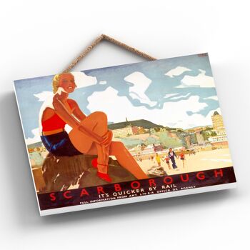 P0171 - Scarborough Beach Scene Affiche Originale National Railway Sur Une Plaque Décor Vintage 2