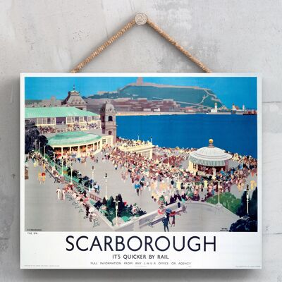 P0176 - Scarborough The Spa Poster originale della National Railway su una targa con decorazioni vintage