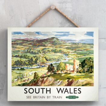 P0182 - Affiche originale des chemins de fer nationaux de la région ouest du sud du Pays de Galles sur une plaque décor vintage 1