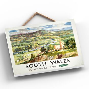 P0182 - Affiche originale des chemins de fer nationaux de la région ouest du sud du Pays de Galles sur une plaque décor vintage 2