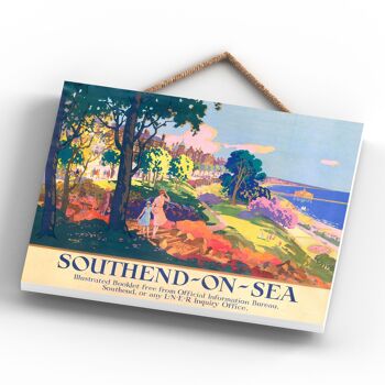 P0183 - Southend On Sea Affiche originale des chemins de fer nationaux sur une plaque décor vintage 4