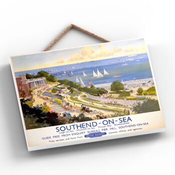 P0184 - Southend On Sea View Affiche originale des chemins de fer nationaux sur une plaque décor vintage 2