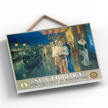 P0186 - Southport Pour Des Vacances En Hiver Affiche Originale Du Chemin De Fer National Sur Une Plaque Décor Vintage 2