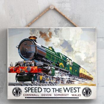 P0189 - Speed To The West Affiche Originale des Chemins de Fer Nationaux sur Plaque Décor Vintage 1