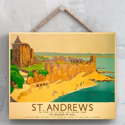 P0190 - St Andrews Ancient Original National Railway Poster On A Plaque Vintage Decor