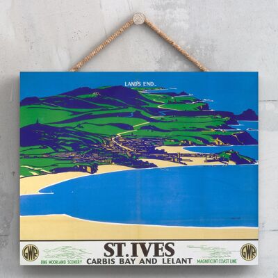 P0191 - St. Ives Carbis Bay und Lelant Original National Railway Poster auf einer Plakette im Vintage-Dekor