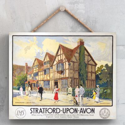P0195 - Póster de Stratford Upon Avon Shakespeare Original National Railway en una placa de decoración vintage