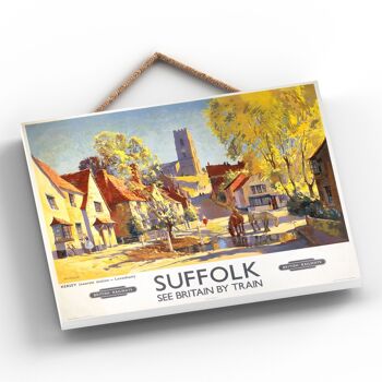P0196 - Affiche originale du chemin de fer national du Suffolk Kersey sur une plaque décor vintage 2