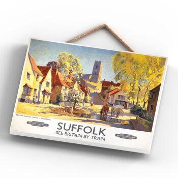 P0196 - Affiche originale du chemin de fer national du Suffolk Kersey sur une plaque décor vintage 4