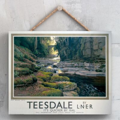 P0199 - Teesdale Barnard Castle Affiche originale des chemins de fer nationaux sur une plaque décor vintage