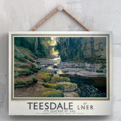 P0199 - Teesdale Barnard Castle Poster originale della National Railway su una targa Decor vintage