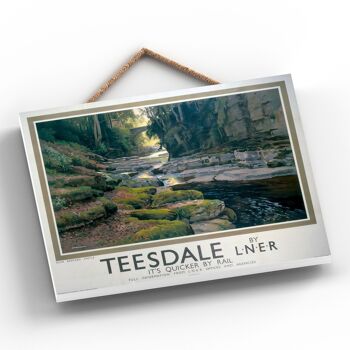 P0199 - Teesdale Barnard Castle Affiche originale des chemins de fer nationaux sur une plaque décor vintage 2