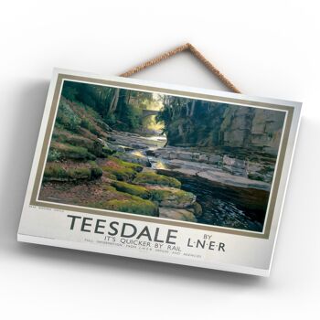 P0199 - Teesdale Barnard Castle Affiche originale des chemins de fer nationaux sur une plaque décor vintage 4