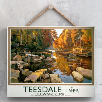 P0200 – Teesdale Bernard Castle Original National Railway Poster auf einer Plakette im Vintage-Dekor