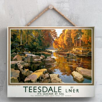 P0200 - Teesdale Bernard Castle Affiche originale des chemins de fer nationaux sur une plaque décor vintage 1
