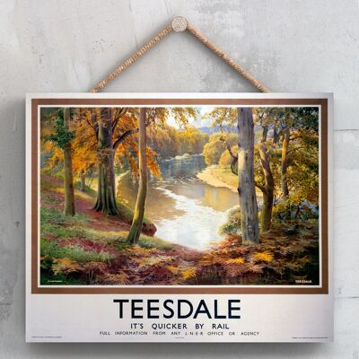 P0201 - Affiche originale des chemins de fer nationaux de Teesdale Lake sur une plaque décor vintage