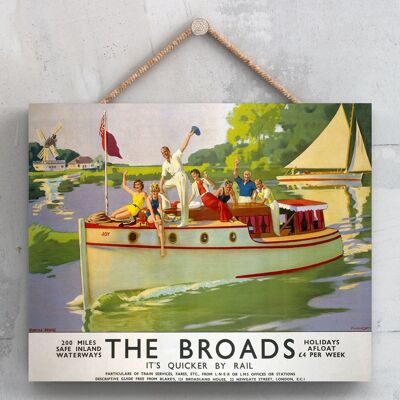 P0202 - The Broads Norfolk Original National Railway Poster en una placa de decoración vintage