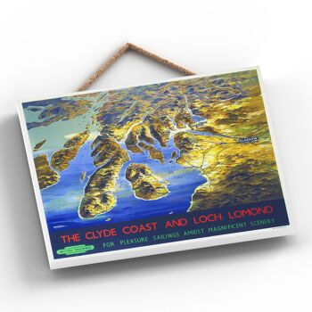 P0204 - The Clyde Coast Loch Lomond Affiche originale des chemins de fer nationaux sur une plaque Décor vintage 2