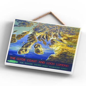 P0204 - The Clyde Coast Loch Lomond Affiche originale des chemins de fer nationaux sur une plaque Décor vintage 4
