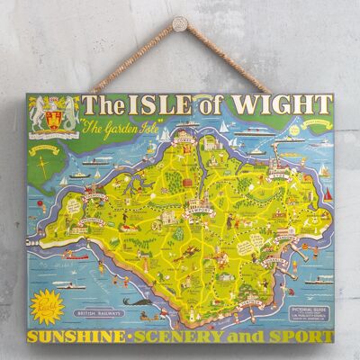P0205 - The Isle Of Wight Sunshine Affiche originale des chemins de fer nationaux sur une plaque décor vintage