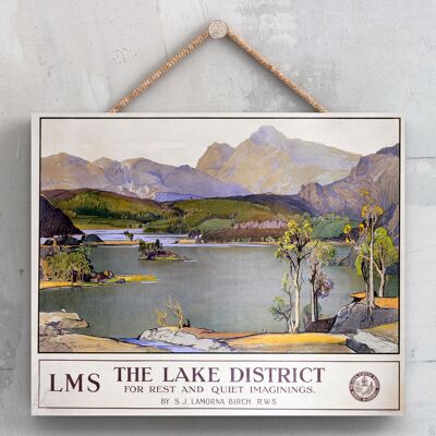 P0209 - The Lake District Sj Lamorna Birch Poster originale della National Railway su una targa con decorazioni vintage