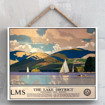 P0211 - The Lake District Windermere From Bowness Affiche originale des chemins de fer nationaux sur une plaque Décor vintage