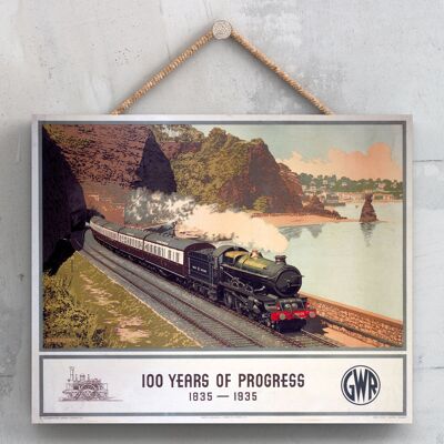 P0215 - Cartel original del ferrocarril nacional del túnel del tren en una placa de decoración vintage