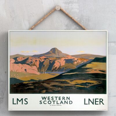 P0221 - Poster della ferrovia nazionale originale della montagna della Scozia occidentale su una decorazione vintage della targa
