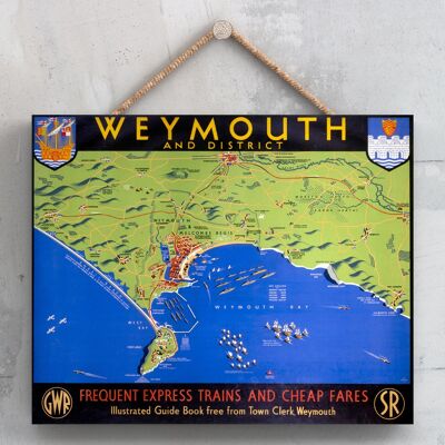 P0222 - Weymouth und District Original National Railway Poster auf einer Plakette im Vintage-Dekor