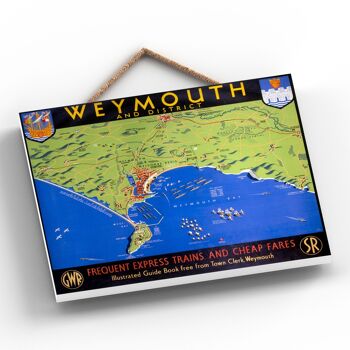 P0222 - Affiche originale des chemins de fer nationaux de Weymouth et du district sur une plaque décor vintage 2