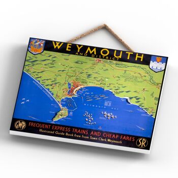 P0222 - Affiche originale des chemins de fer nationaux de Weymouth et du district sur une plaque décor vintage 4