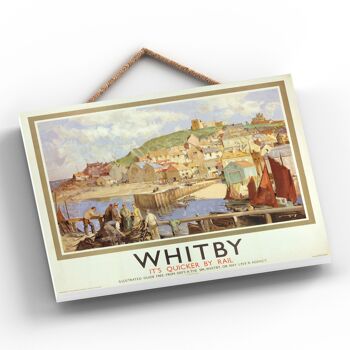 P0225 - Whitby Sail Affiche originale des chemins de fer nationaux sur une plaque décor vintage 2