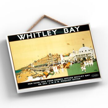 P0227 - Whitley Bay 3 Miles Original National Railway Affiche Sur Une Plaque Décor Vintage 2