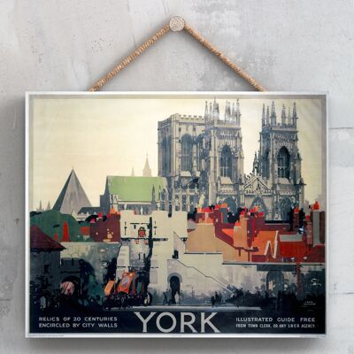 P0234 - York Relics Affiche originale des chemins de fer nationaux sur une plaque décor vintage