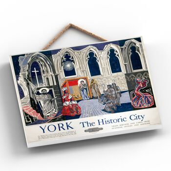 P0235 - Affiche originale des chemins de fer nationaux de York The Historic City sur une plaque décor vintage 2