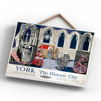 P0235 - Affiche originale des chemins de fer nationaux de York The Historic City sur une plaque décor vintage 4