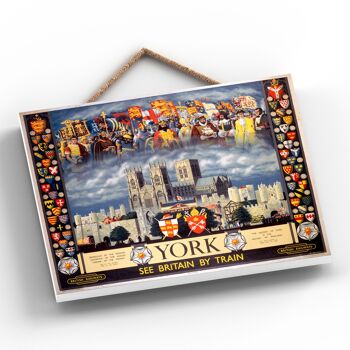 P0245 - Affiche originale des chemins de fer nationaux de l'histoire de York sur une plaque décor vintage 2