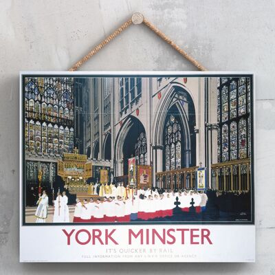 P0247 - York Minster Stained Glass Original National Railway Poster On A Plaque Vintage Decor