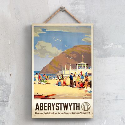 P0253 - Aberystwyth Sea Lure Poster originale della National Railway su una targa con decorazioni vintage