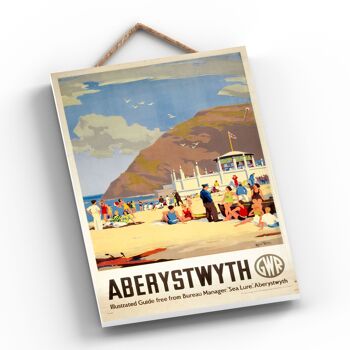 P0253 - Aberystwyth Sea Lure Affiche originale des chemins de fer nationaux sur une plaque décor vintage 2