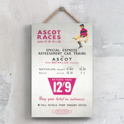 P0256 - Póster de carreras de Ascot Original National Railway en una placa de decoración vintage